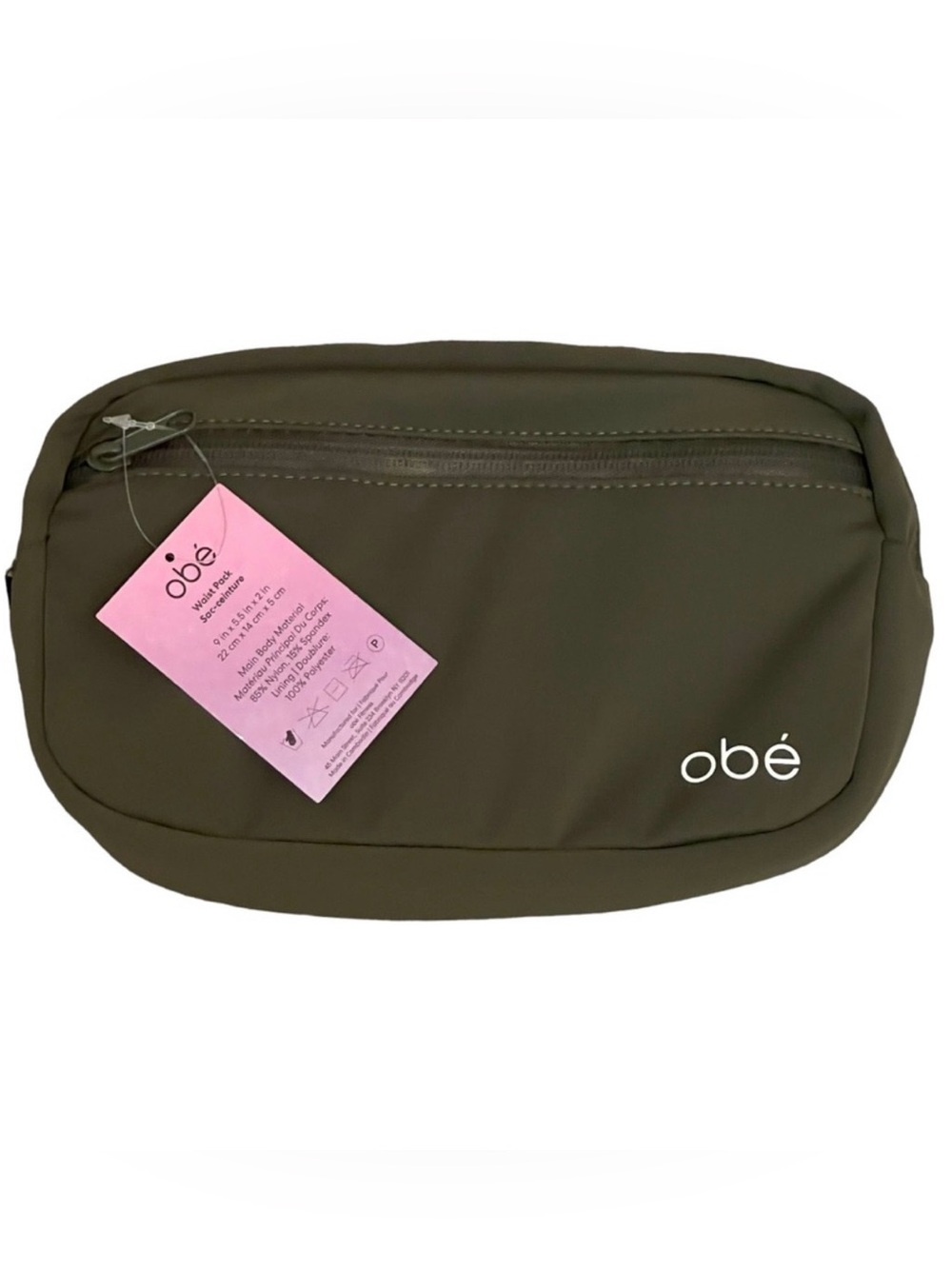 Obé x FabFitFun Olive Green Belt Bag Waist Pack New